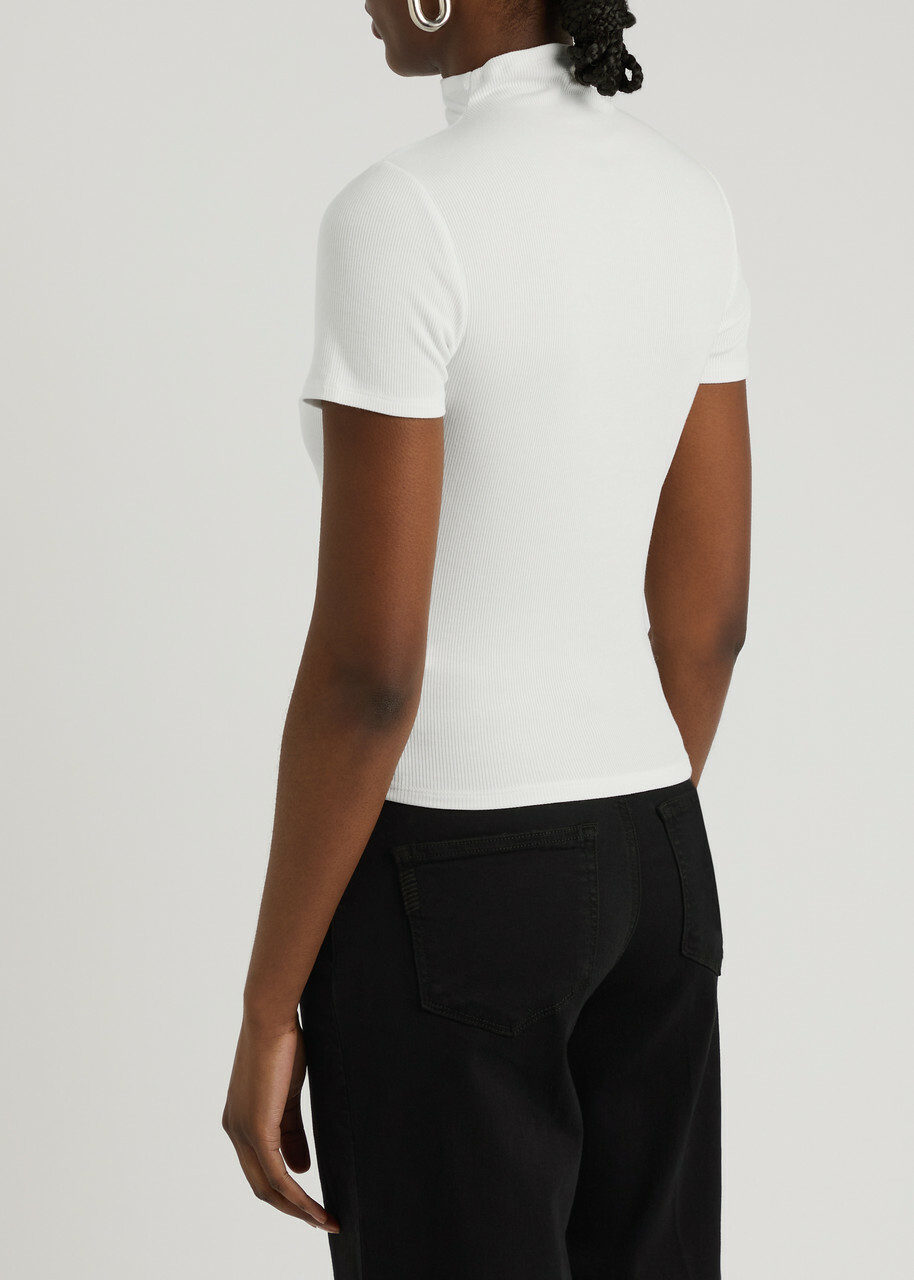 Paige Blanche Ribbed Stretch-jersey T-shirt Ivory