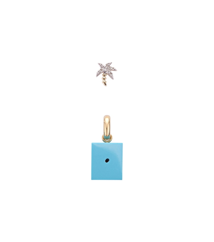 Photo: Yvonne Léon Palmier and Le Cubo 9kt gold earring and pendant set with turquoise and diamonds