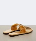 Dolce&Gabbana DG embellished metallic leather slides