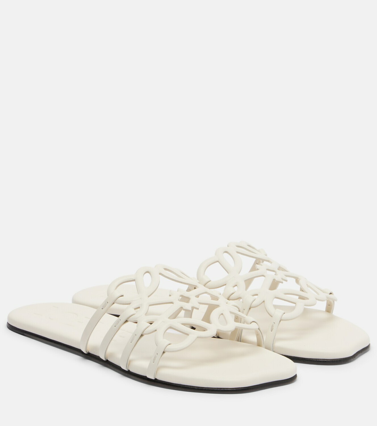 Loewe Petal Anagram leather slides