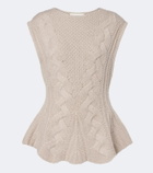 Lisa Yang Signy cable-knit peplum cashmere top