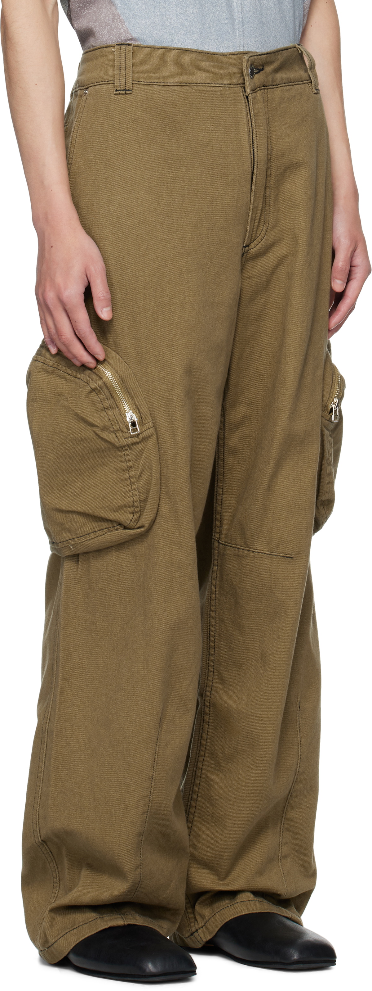 Eckhaus Latta Khaki Zip Pocket Denim Cargo Pants