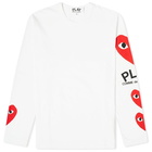 Comme des Garçons Play Men's Long Sleeve Multi Heart T-Shirt in White