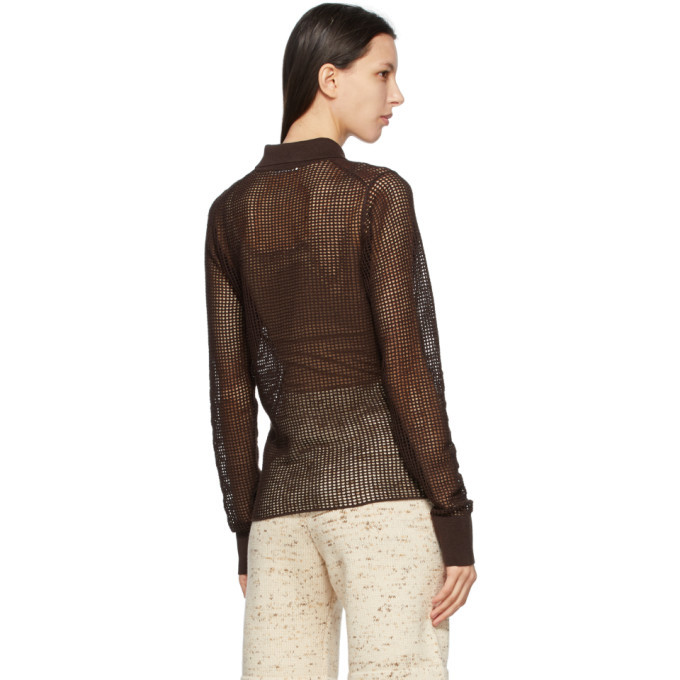 AURALEE Brown Super Hard Twist Mesh Shirt Auralee