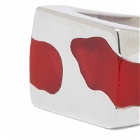 Ellie Mercer Men's Two Piece Ring in Silver/Red