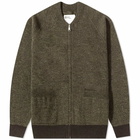 MHL by Margaret Howell Men's MHL. by Margaret Howell Knitted Bomber Jacket Cardigan in Green/Brown