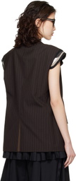 sacai Brown Chalk Stripe Vest