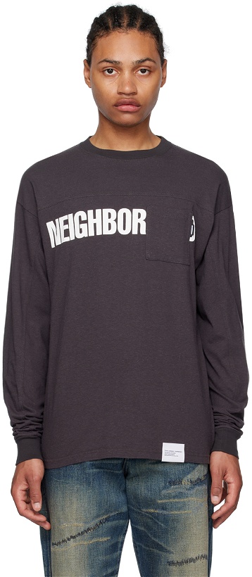 Photo: Neighborhood Gray Printed Long Sleeve T-Shirt
