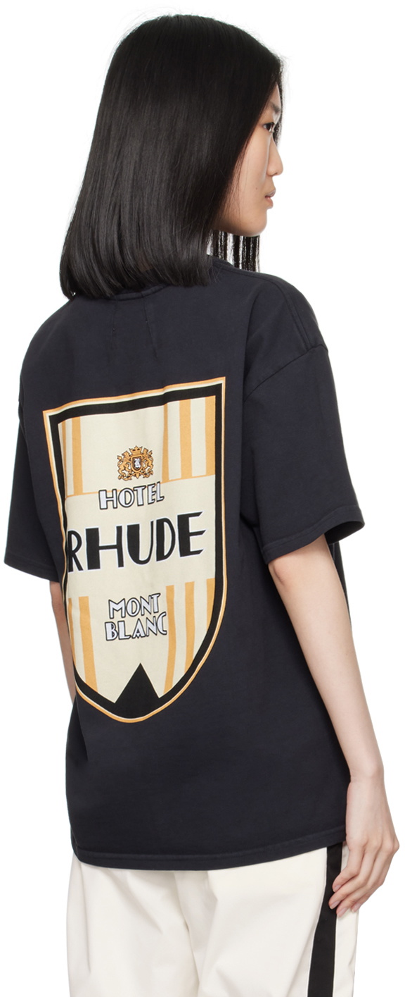 Rhude Black 'Mont-Blanc Hotel' T-Shirt Rhude