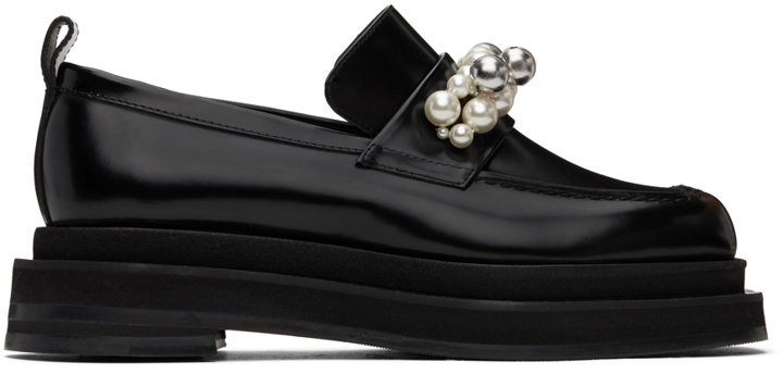 Photo: Simone Rocha Black Bell Charm Heart Toe Platform Loafers