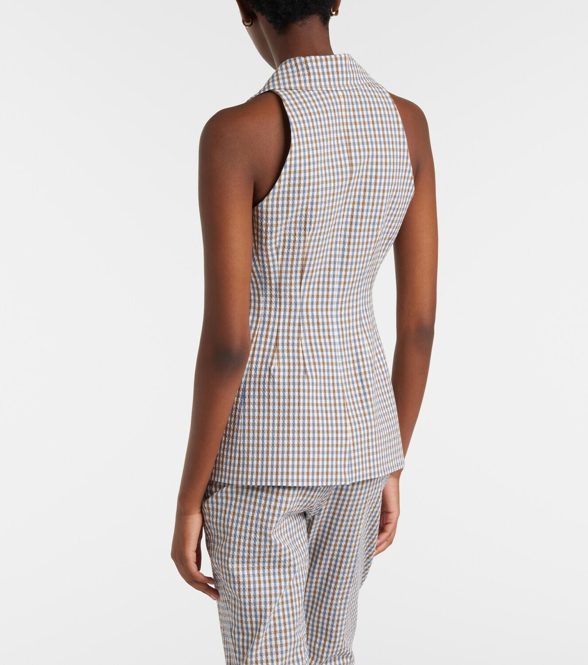 Veronica Beard Gingham cotton seersucker vest