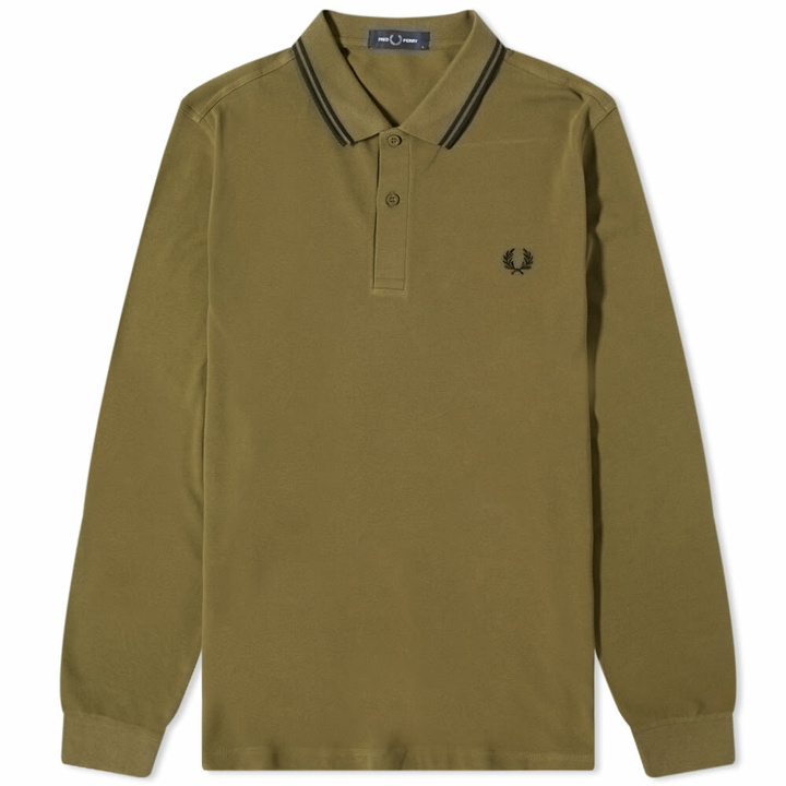 Photo: Fred Perry Authentic Men's Long Sleeve Twin Tipped Polo Shirt in Uniform Green/Black