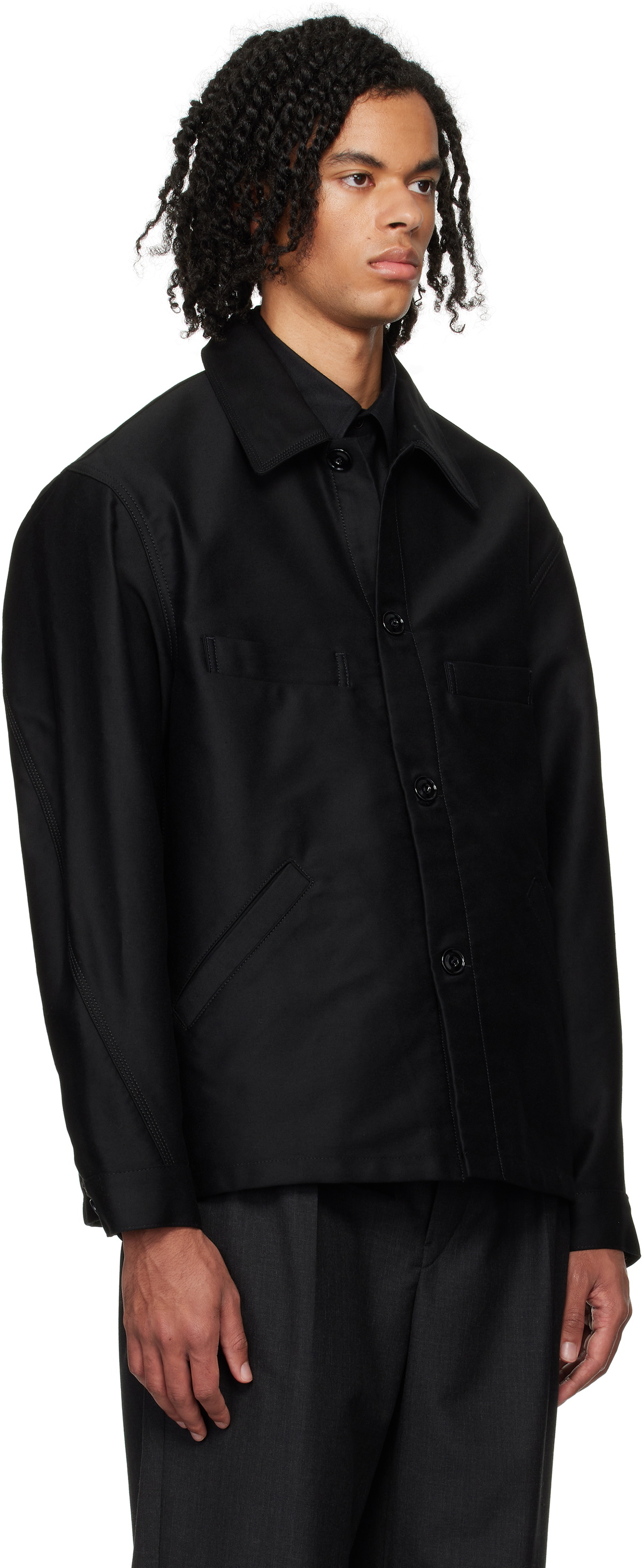 LEMAIRE Black Twisted Sleeve Workwear Jacket Lemaire