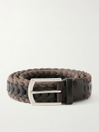 Brunello Cucinelli - 3cm Leather-Trimmed Braided Cotton and Linen-Blend Belt - Brown
