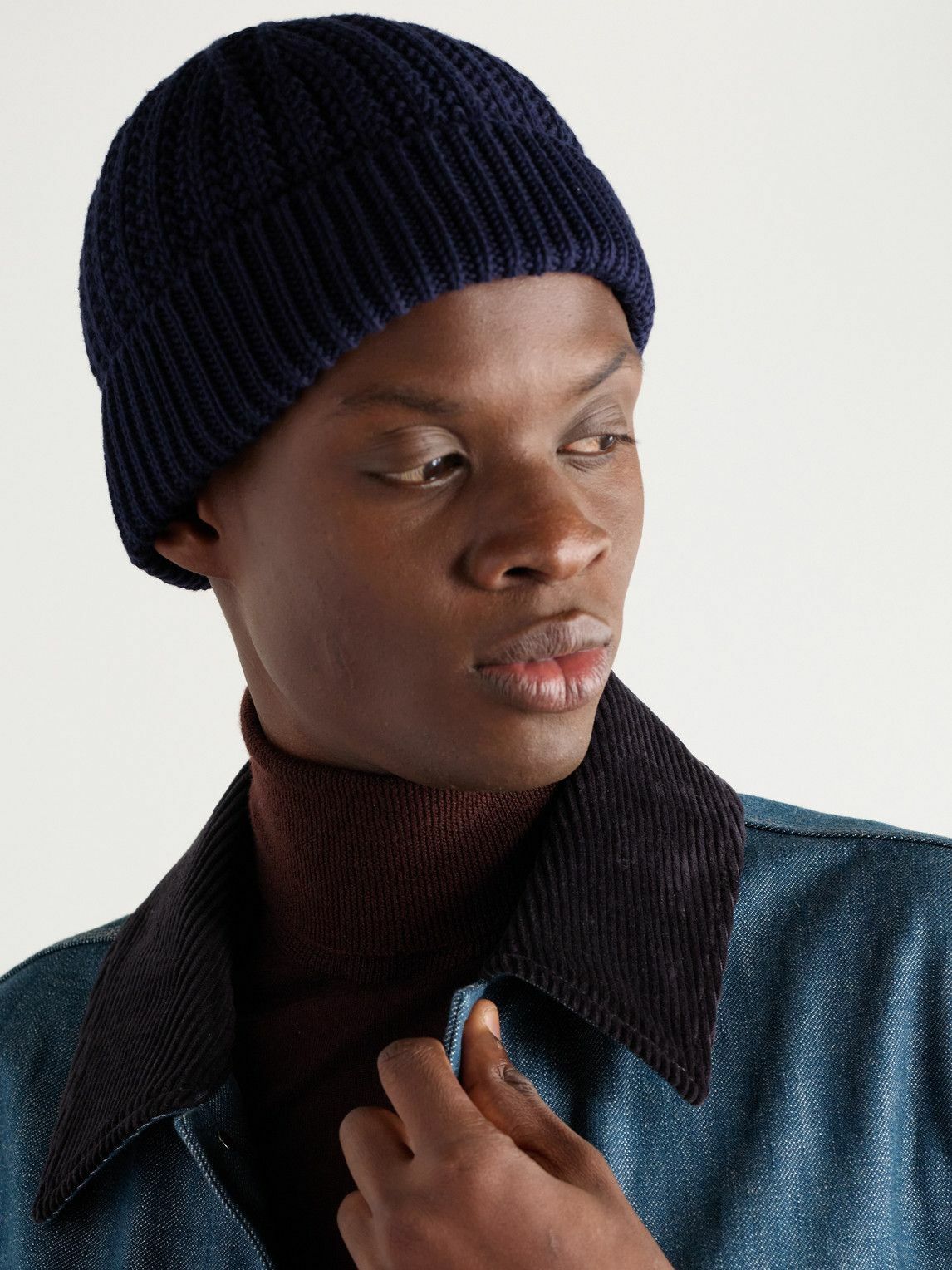 Loro Piana - Moltrasio Ribbed Cotton Beanie - Blue