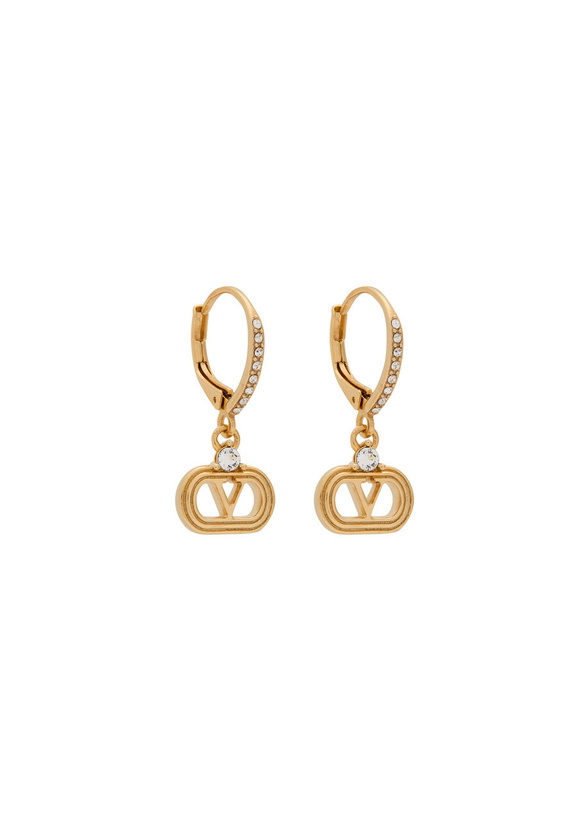 Photo: Valentino Garavani Ovalette Vlogo Hoop Earrings - Gold - One Size