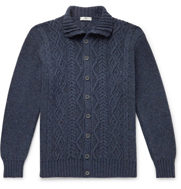 Photo: Inis Meáin - Cable-Knit Merino Wool Cardigan - Blue