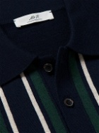 Mr P. - Golf Striped Merino Wool Polo Shirt - Blue