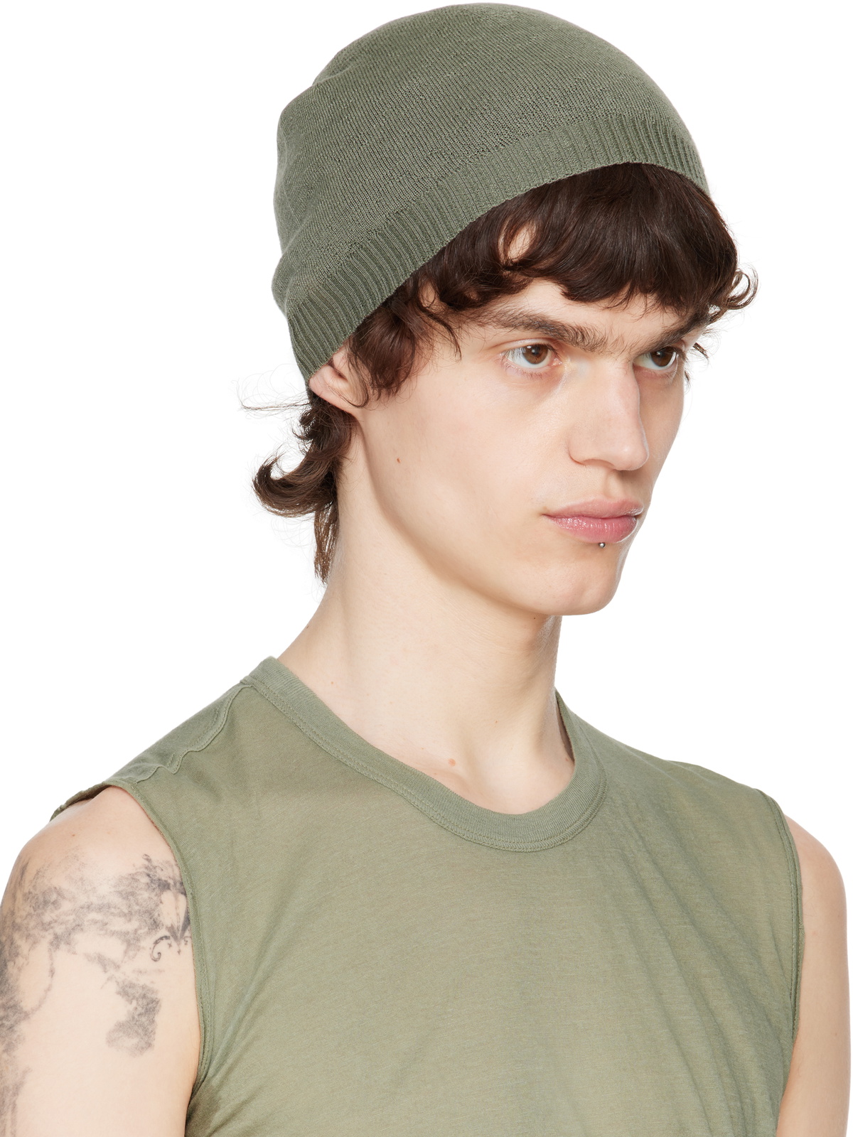 Rick Owens Green Hollywood Cashmere Beanie Rick Owens
