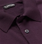TOM FORD - Slim-Fit Cashmere and Silk-Blend Polo Shirt - Burgundy