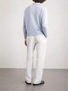 Dunhill - Cable-Knit Cashmere and Linen-Blend Sweater - Blue