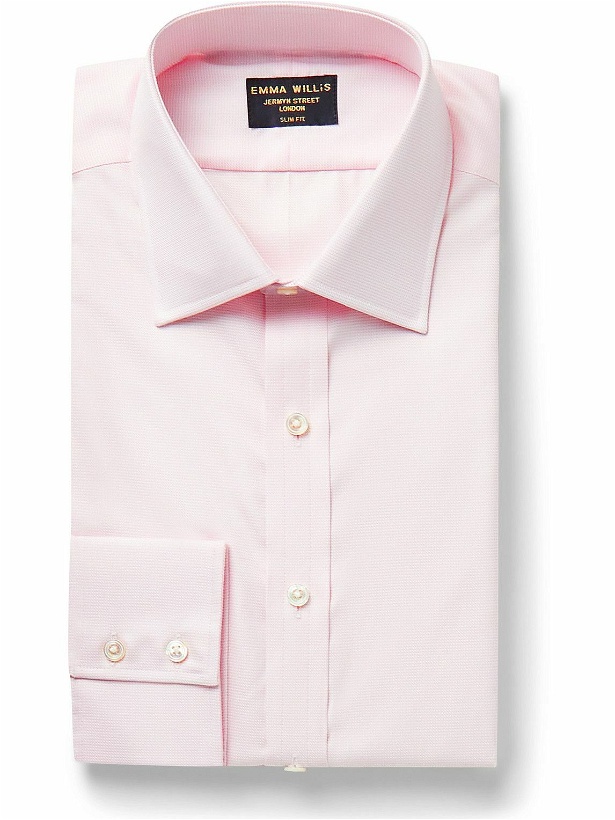 Photo: Emma Willis - Genio Slim-Fit Cutaway-Collar Cotton-Piqué Shirt - Pink