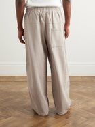 Story mfg. - Geo Wide-Leg Organic Cotton-Jersey Sweatpants - Gray