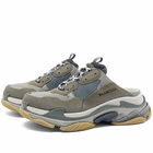 Balenciaga Men's Triple S Mule in Grey/Blue