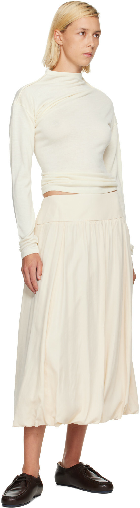 LE17SEPTEMBRE Off-White Fluid Balloon Midi Skirt