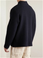 De Bonne Facture - Embroidered Wool-Felt Half-Zip Sweater - Blue