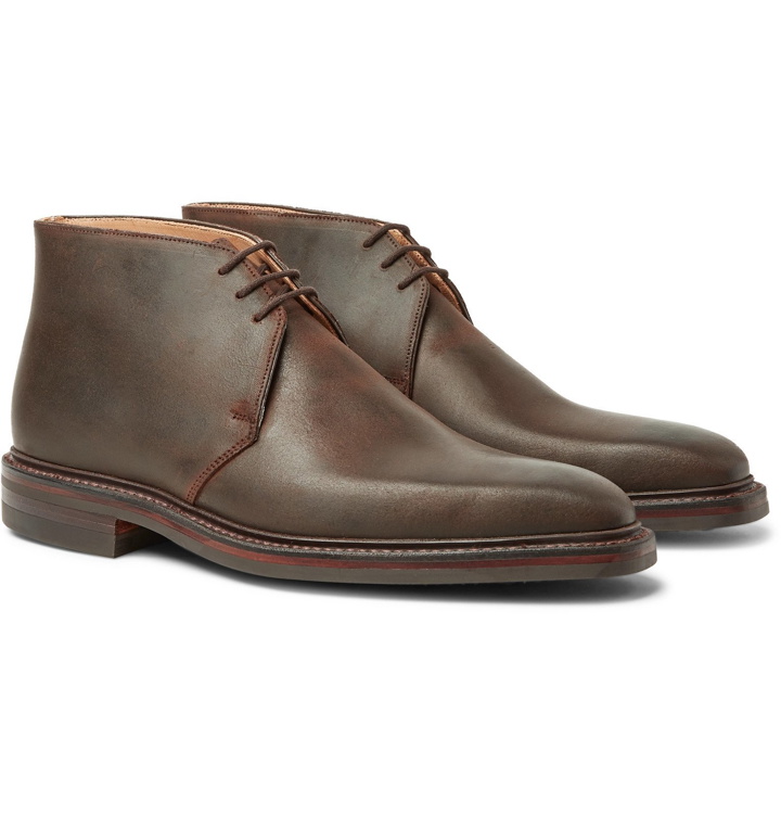 Photo: George Cleverley - Nathan Distressed Leather Chukka Boots - Brown