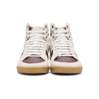 Saint Laurent White and Burgundy Court Classic SL/10 High-Top Sneakers