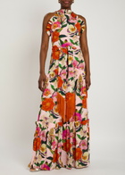 Borgo DE Nor Tatiana Floral-printed Linen-blend Midi Dress Pink