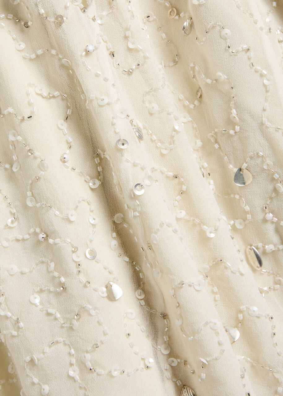 Staud Emily Embellished Mesh Mini Dress Ivory