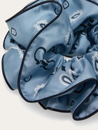 Ferragamo Womens Arabesque print silk scrunchie in Blue
