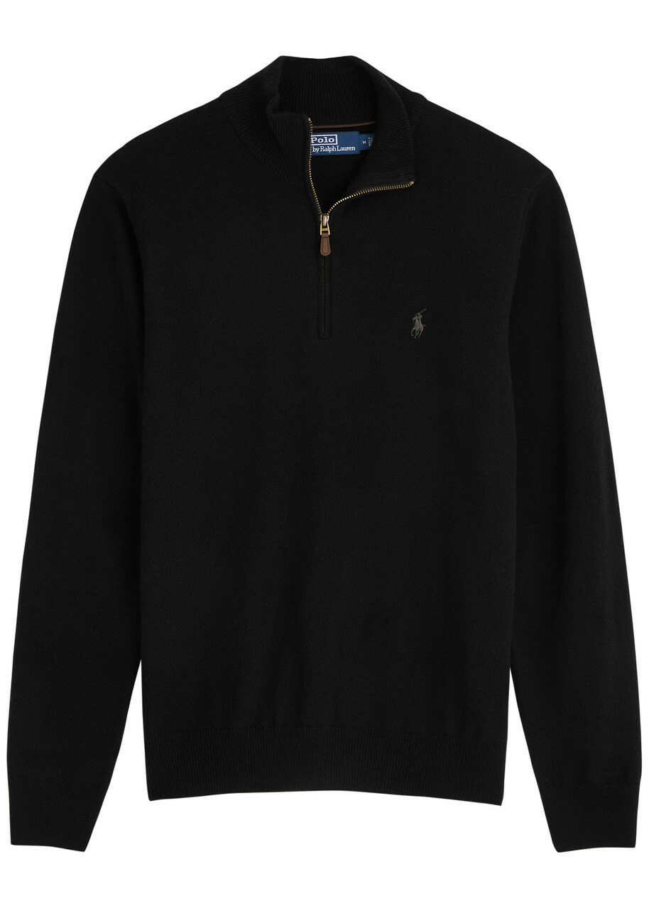 Polo Ralph Lauren Logo Half-zip Wool Jumper Black Polo Ralph Lauren