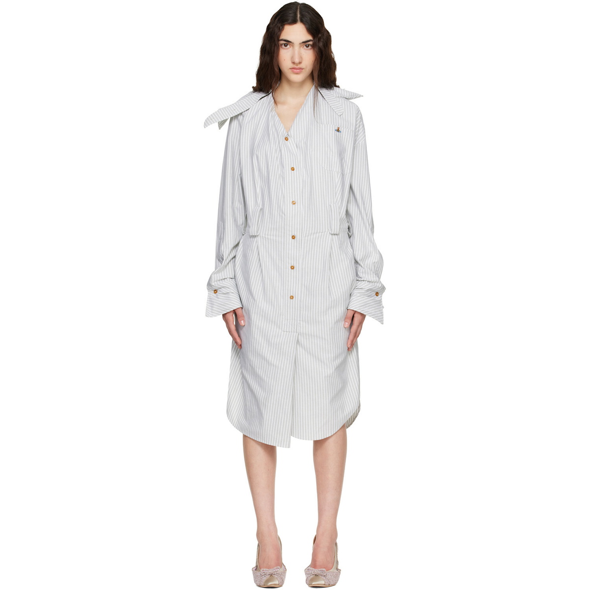 Vivienne Westwood Gray Drunken Shirt Midi Dress