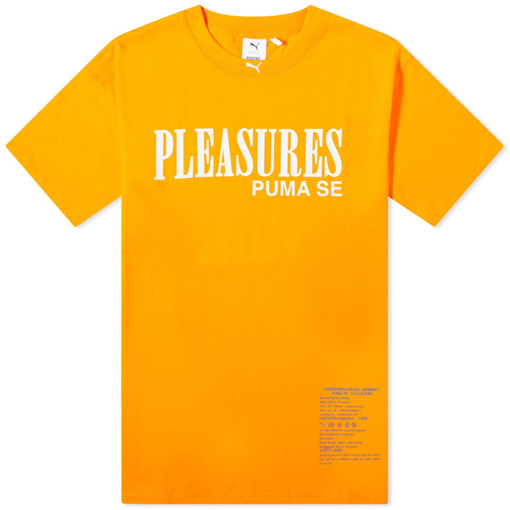 Photo: Puma Men's x Pleasures Typo T-Shirt in Orange Glow