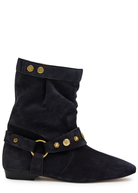 Photo: Isabel Marant étoile Stania Embellished Suede Mid-calf Boots Black