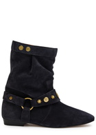 Isabel Marant étoile Stania Embellished Suede Mid-calf Boots Black