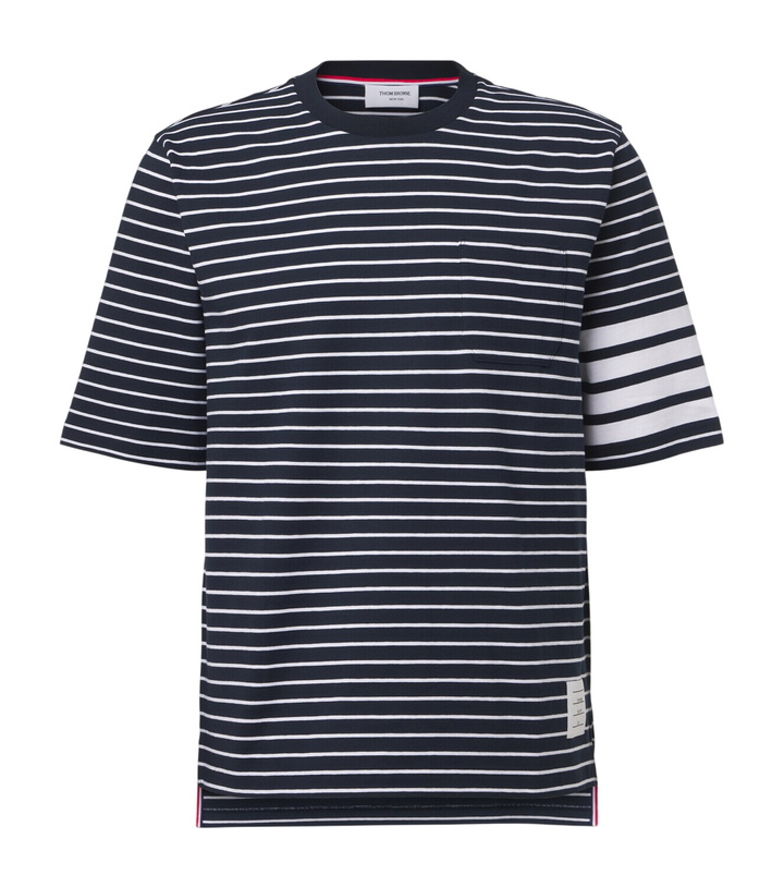 Photo: Thom Browne 4-Bar striped cotton T-shirt