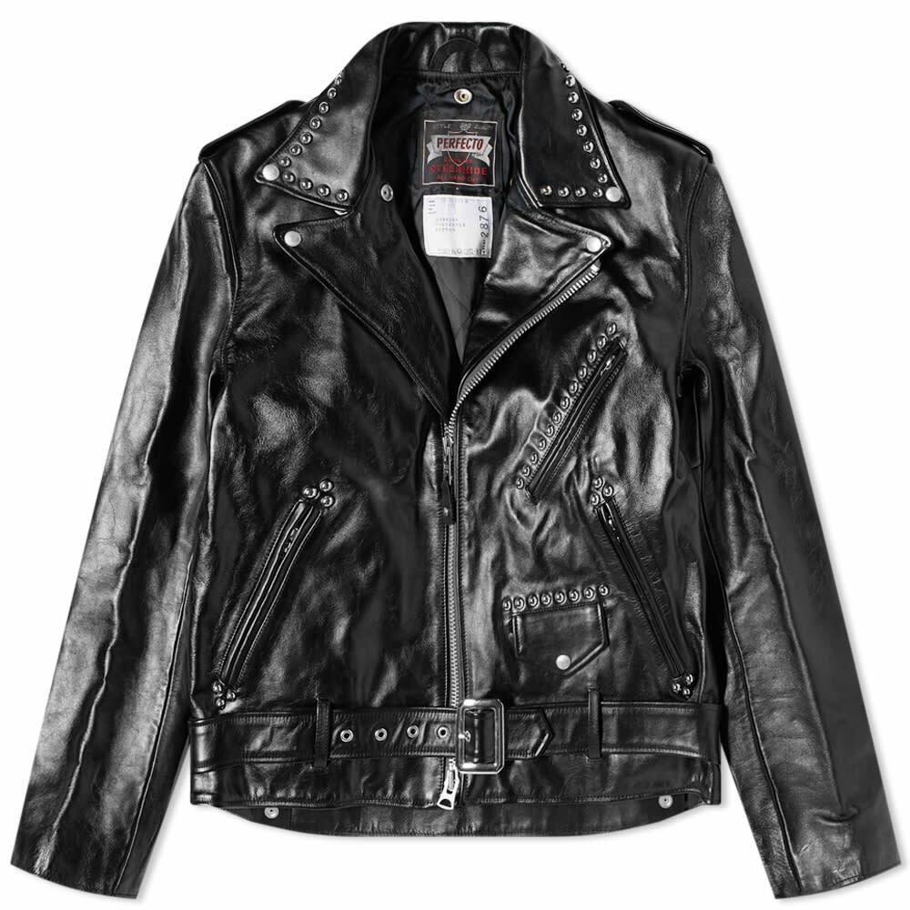 Sacai x Schott x MADSAKI Perfecto Leather Jacket in Black Sacai