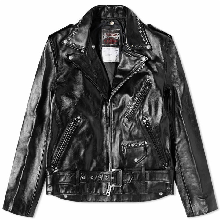 Photo: Sacai x Schott Studded Perfecto Leather Jacket in Black