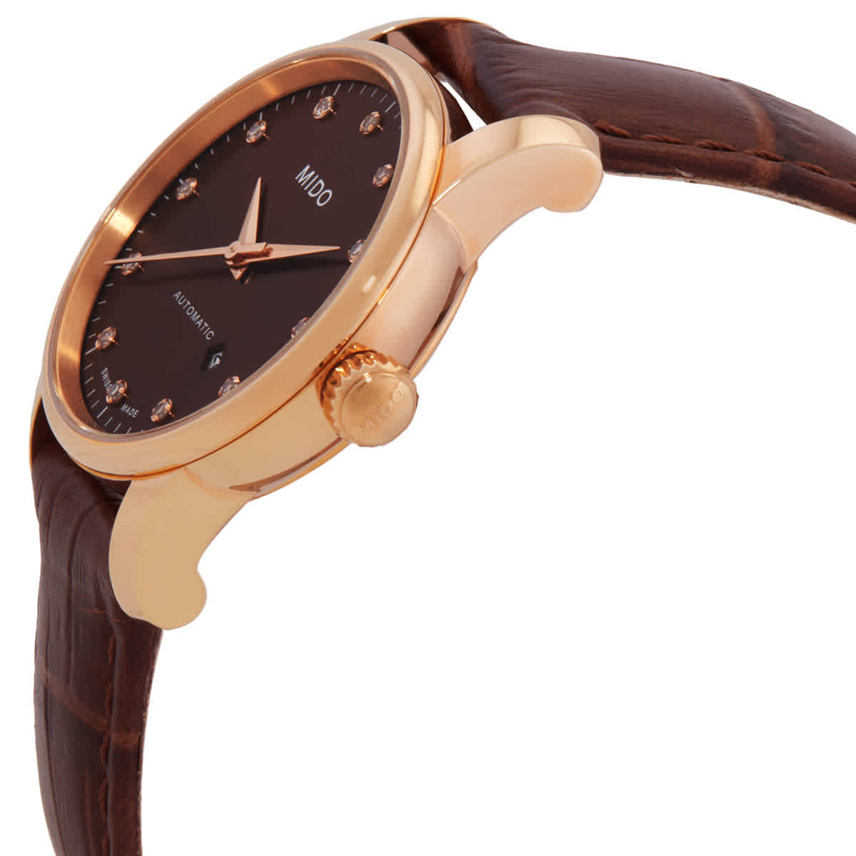 Mido Baroncelli Automatic Diamond Brown Dial Ladies Watch M76003648