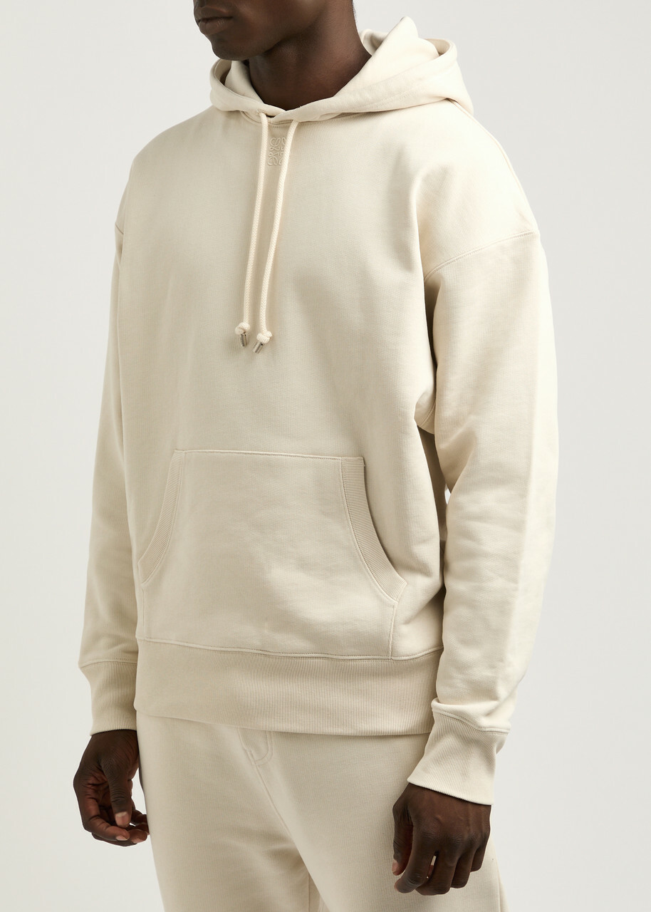 Loewe Anagram Hooded Cotton Sweatshirt Cream