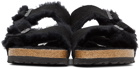 Birkenstock Black Shearling & Suede Arizona Fur Sandals