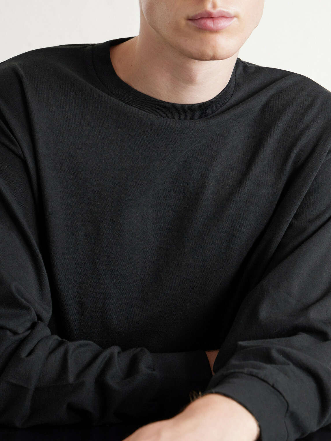 A.PRESSE - Cotton and Cashmere-Blend T-Shirt - Black