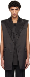 Jean Paul Gaultier Black Double Layer Body Detail Vest