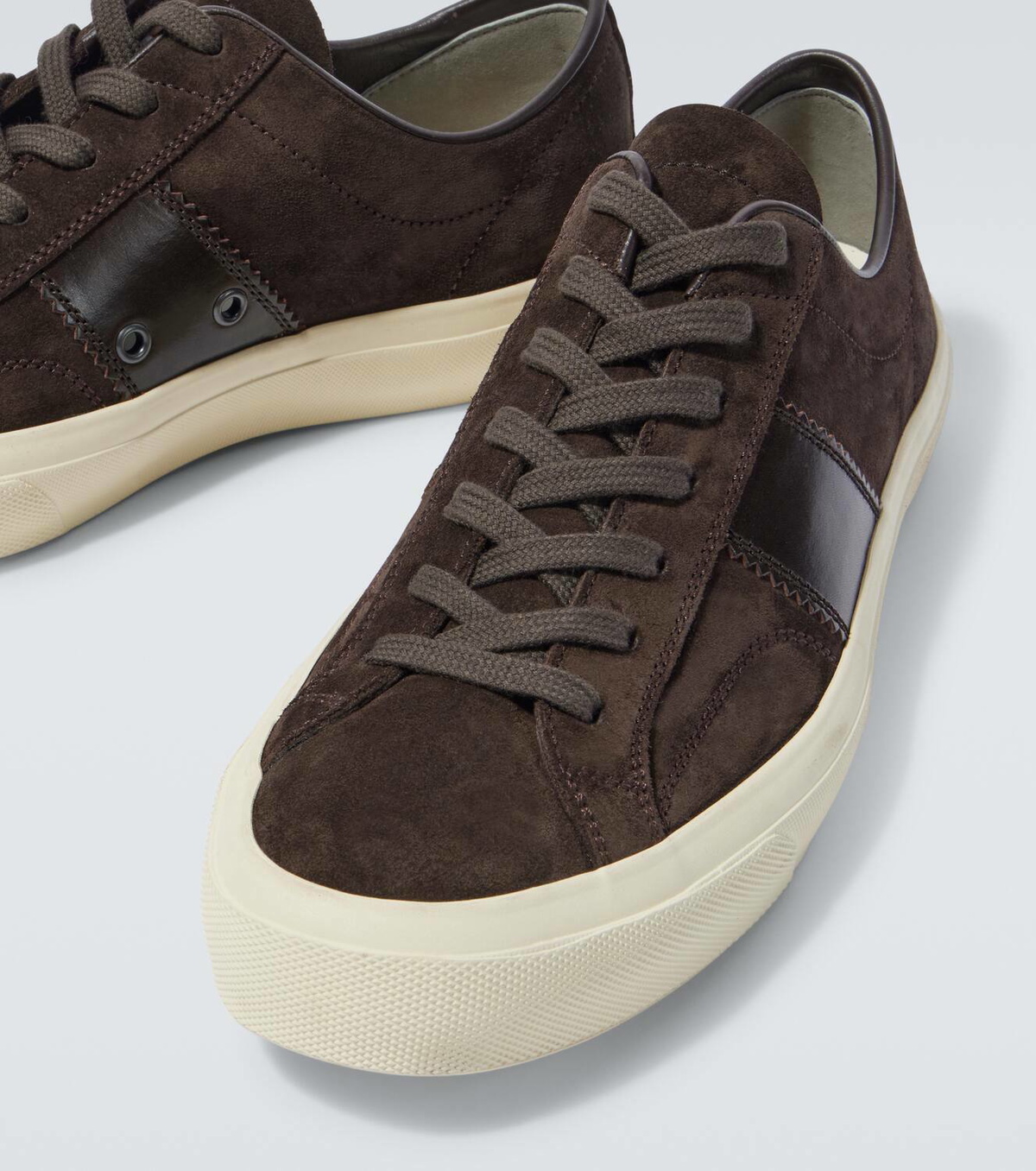 【関税込み】TOM FORD ブラウン Cambridge スエード スニーカー TOM FORD - Cambridge Leather-Trimmed Suede Sneakers - Brown