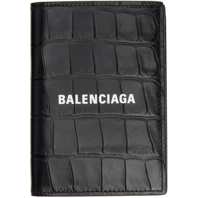 Photo: Balenciaga Black Croc Vertical Cash Bifold Wallet